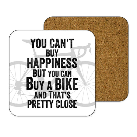 EllieBeanPrints YOU CAN'T BUY HAPPINESS BUT YOU CAN BUY A BIKE COASTER