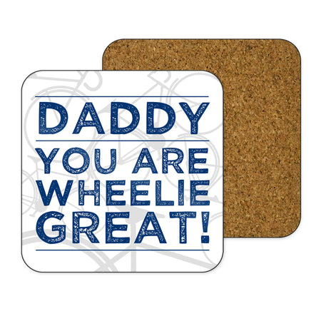 EllieBeanPrints DADDY YOU ARE WHEELIE GREAT PERSONALISED CYCLING COASTER