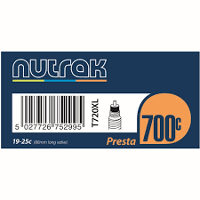 Nutrak 700 x 19 - 25C Presta 80 mm long valve inner tube
