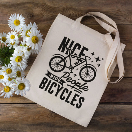 EllieBeanPrints NICE PEOPLE RIDE BIKES CYCLING TOTE BAG