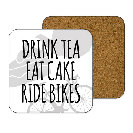 EllieBeanPrints Drink Tea Eat Cake Ride Bikes Coaster