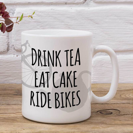 EllieBeanPrints Drink Tea Eat Cake Ride Bikes Cycling Mug