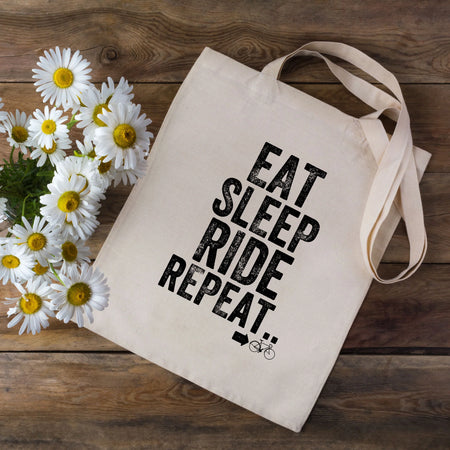 EllieBeanPrints Eat Sleep Ride Repeat Cycling Tote Bag