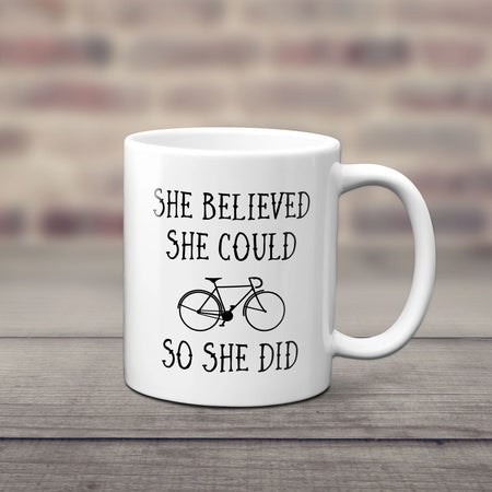 EllieBeanPrints She Believed She Could So She Did Cycling Mug