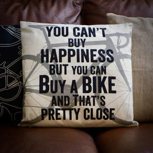 EllieBeanPrints YOU CAN'T BUY HAPPINESS ROAD BIKE CYCLING CUSHION COVER