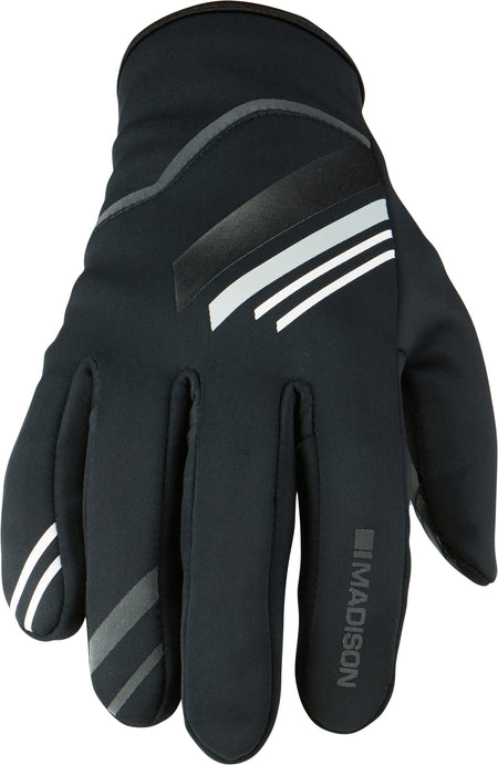 Madison Element men's softshell gloves, Hex Black/Chilli Red