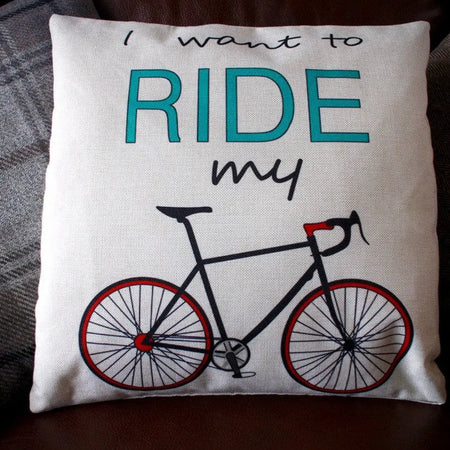 EllieBeanPrints I Want To Ride My Bike Cushion Cover