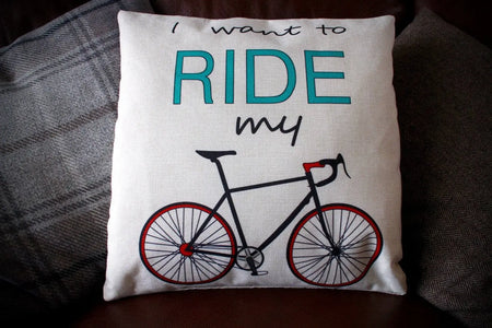EllieBeanPrints I Want To Ride My Bike Cushion Cover