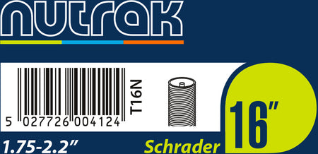 Nutrak - 16 x 1.75 - 2.2 inch Schrader inner tube