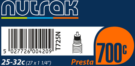 Nutrak - 700 x 25 - 32C (27 x 1-1 / 4 inch) Presta inner tube 622/630